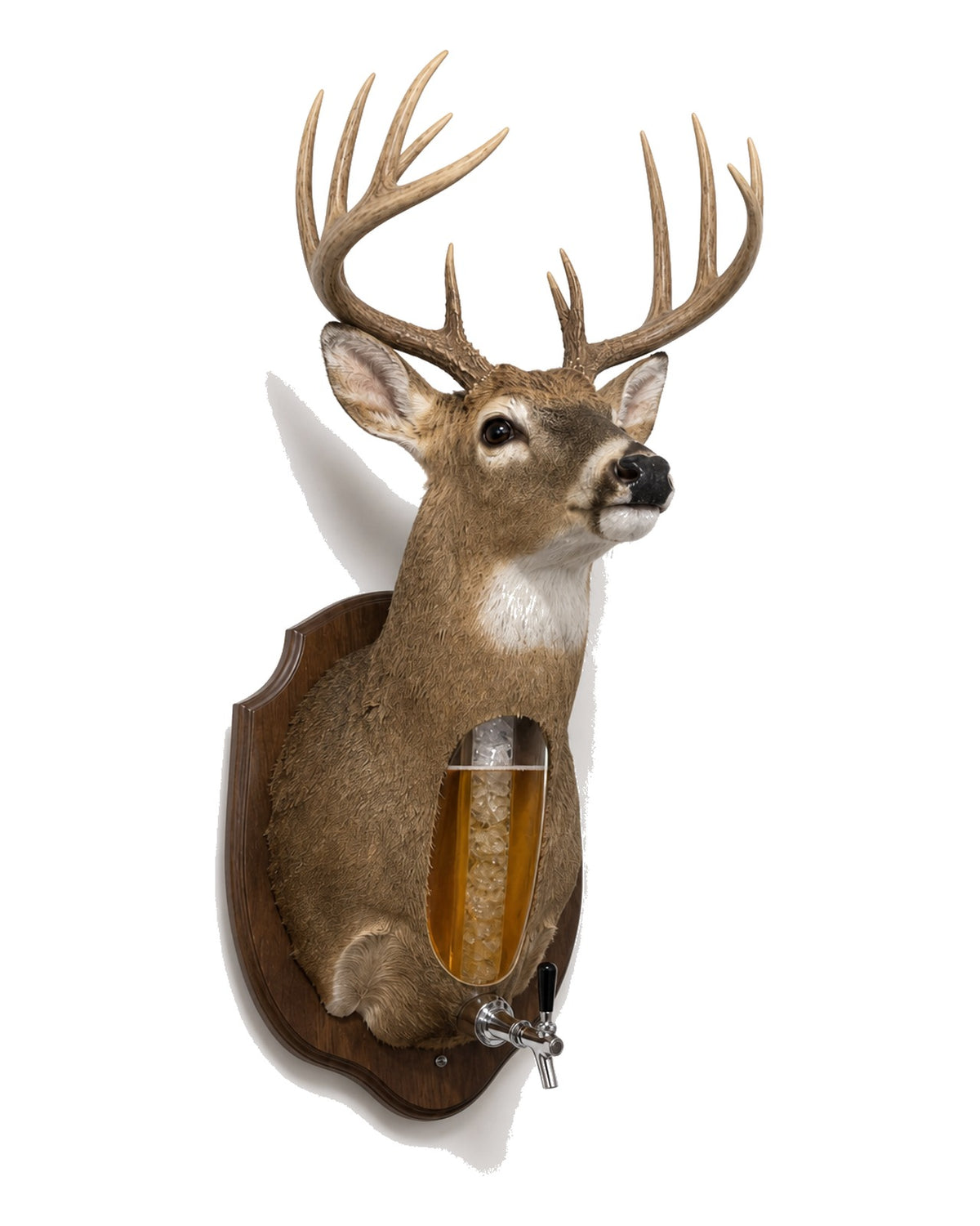Buck Drink buck beer dispenser on a plain white background with the tank full of beer